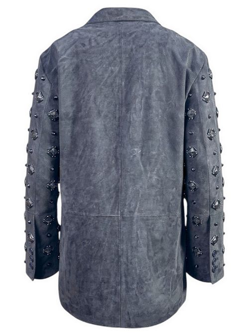blazer donna in camoscio grigio con applicazioni Sword | 8370-GALAXY SUEDEC152